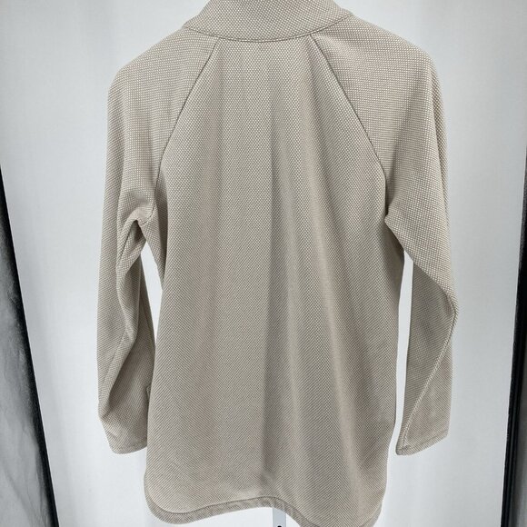 J. McLaughlin Marisa Funnel Neck Fleece Pullover Sz Large Top Beige Tan Buttons - Picture 3 of 16